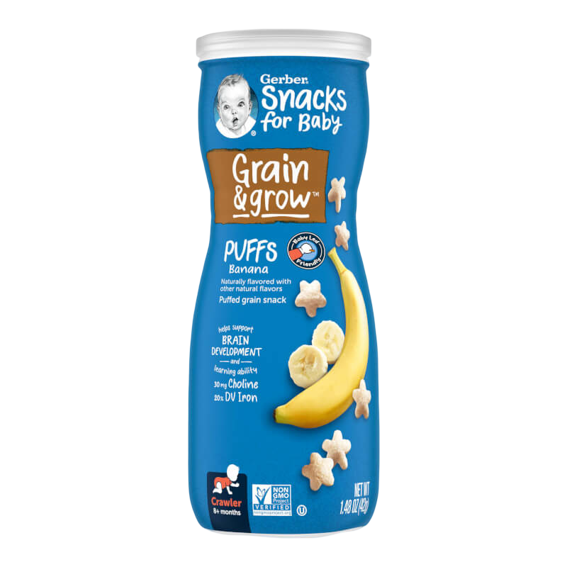 Gerber Snacks for Baby Grain & Grow Puffs Puffed Grain Snack 8+ Months Banana 42g