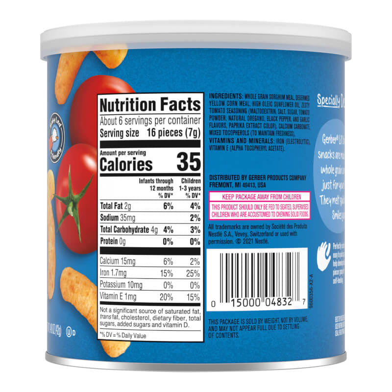 Gerber Lil' Crunchies Baked Grain Snack 8+ Months Garden Tomato 1.48 oz (42 g)