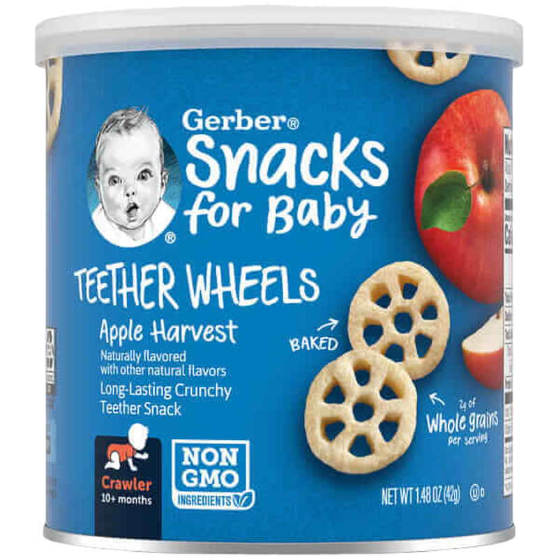 Gerber Snacks for Baby Teether Wheels 10+ Months Apple Harvest 42g