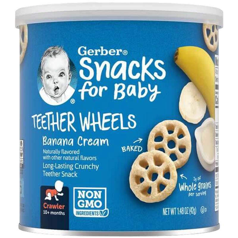 Gerber Snacks for Baby Teether Wheels 10+ Months Banana Cream 42g