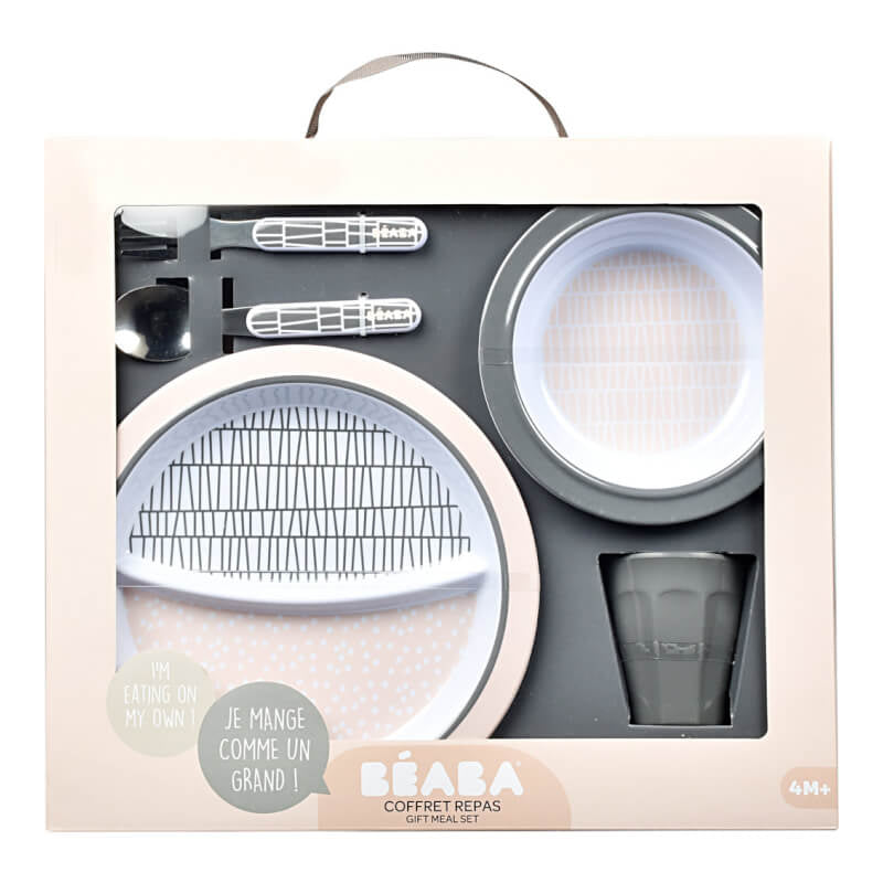 Beaba Gift Meal Set - Pink Grid