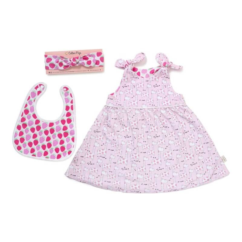 Cotton Pigs Giraffe and Strawberries Gift Set with Headband
