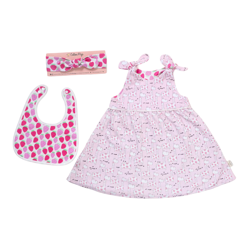 Cotton Pigs Giraffe and Strawberries Gift Set with Headband
