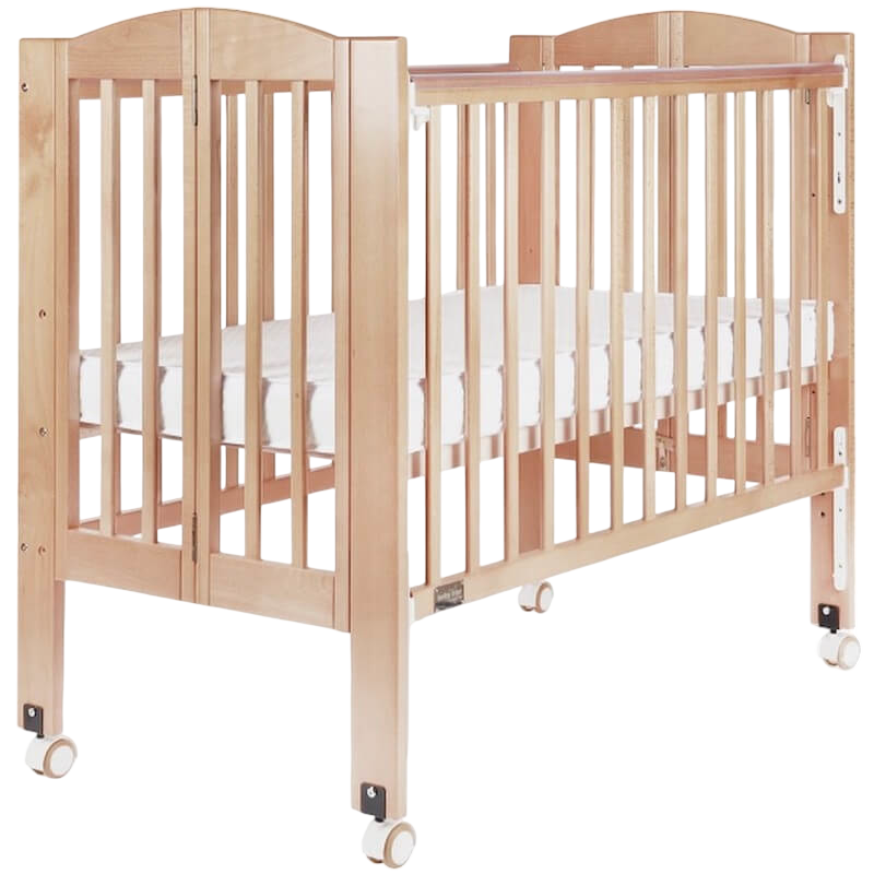 Baby Star Huggy Foldable Baby Cot with 3" Mattress - Natural / European Beech