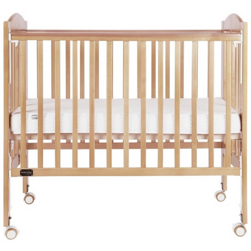 Baby Star Huggy Foldable Baby Cot with 3" Mattress - Natural / European Beech