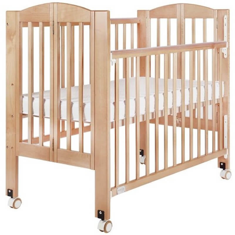 Baby Star Huggy Foldable Baby Cot with 3" Mattress - Natural / European Beech