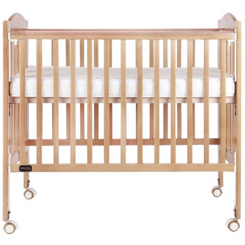 Baby Star Huggy Foldable Baby Cot with 3" Mattress - Natural / European Beech