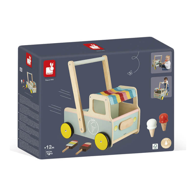 Janod Ice Cream Cart Push-Along Trolley