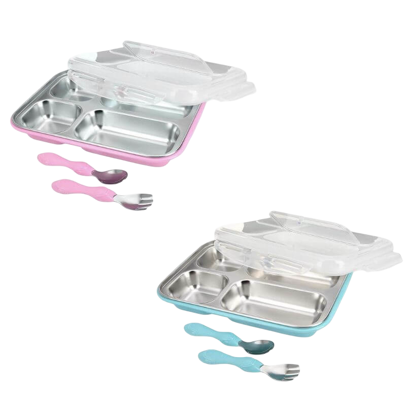 Nuby Insulated Stainless Steel Lunchbox with Fork & Spoon