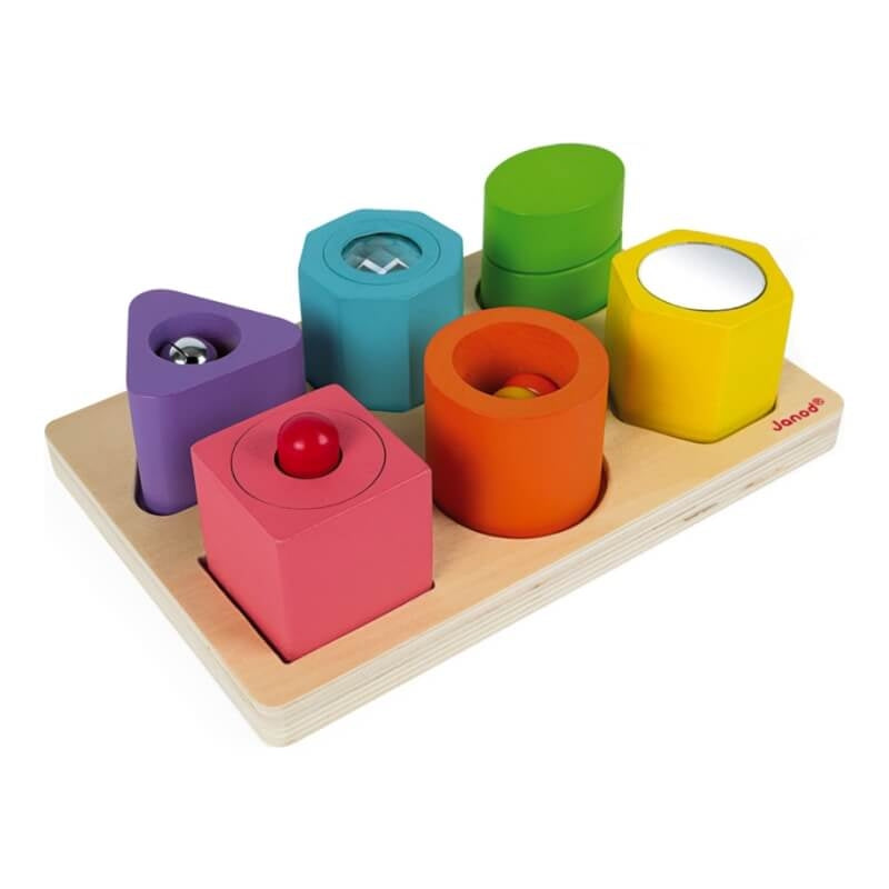Janod I Wood Shapes & Sounds 6-Block Puzzle