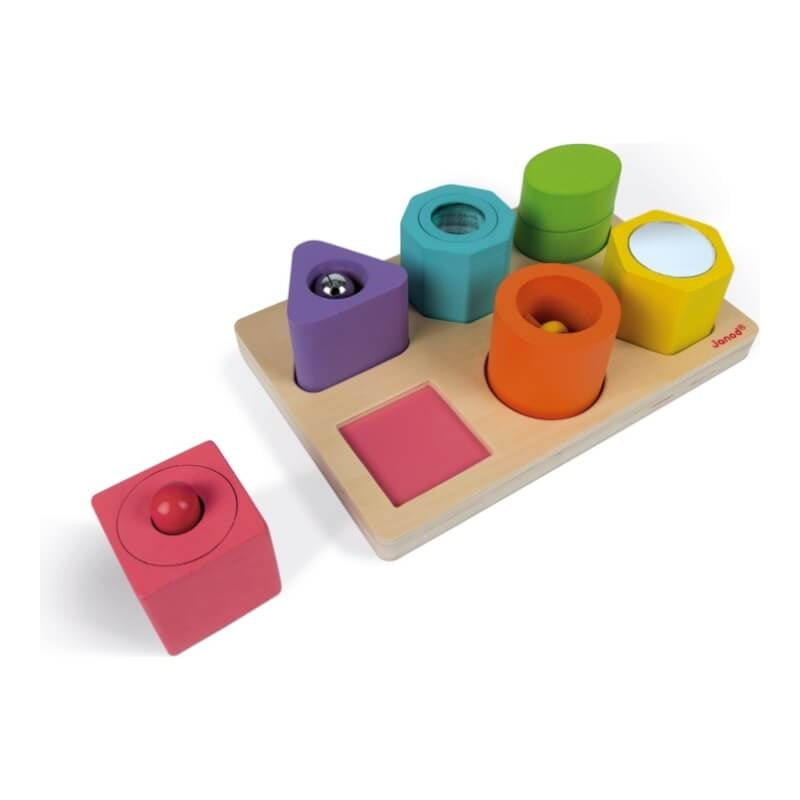 Janod I Wood Shapes & Sounds 6-Block Puzzle