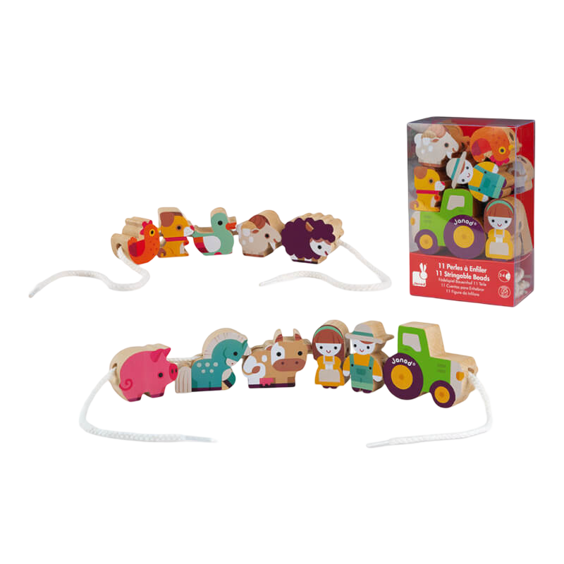 Janod Stringable Farm-Themed Beads