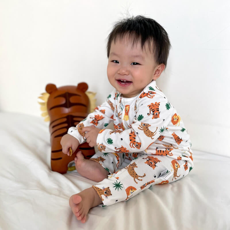 Cotton Pigs Jungle Cats Organic Zip-Up Sleepsuit