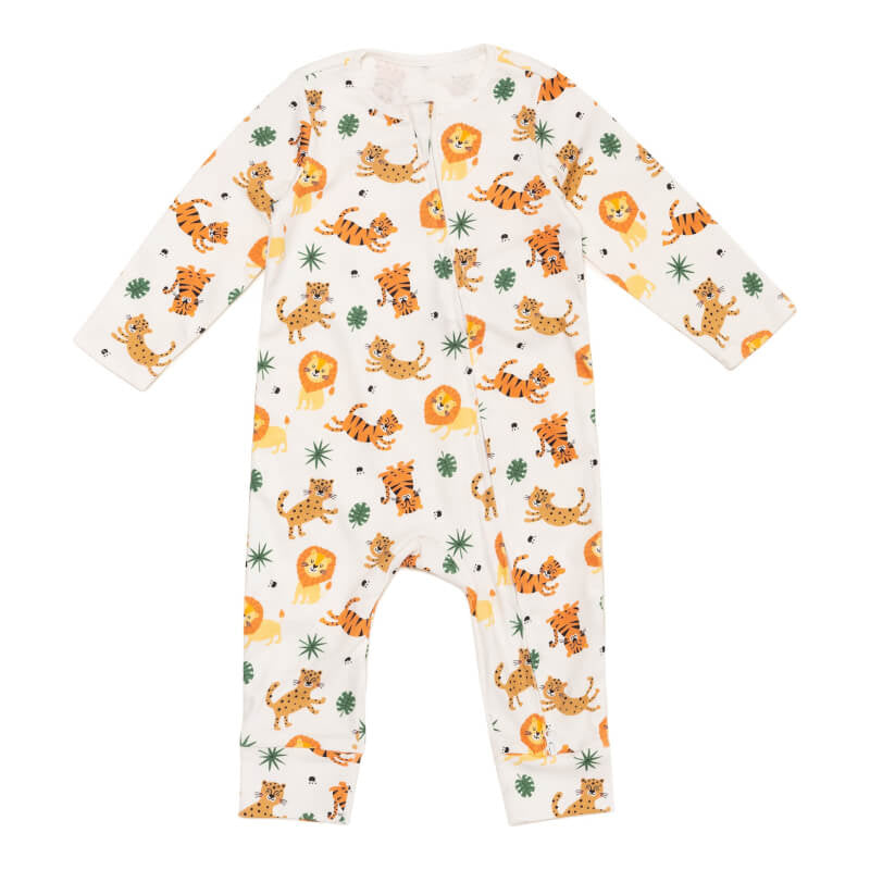 Cotton Pigs Jungle Cats Organic Zip-Up Sleepsuit