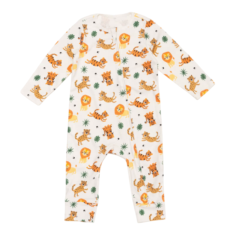 Cotton Pigs Jungle Cats Organic Zip-Up Sleepsuit