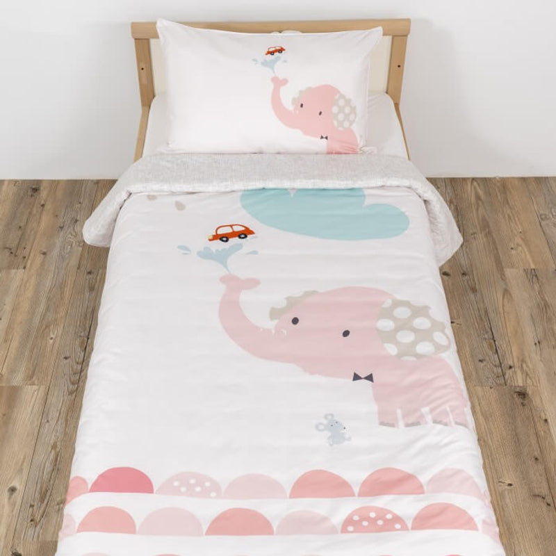 Jadaloo Anti-Dustmite Junior Bed Duvet Set - Pink Elephant