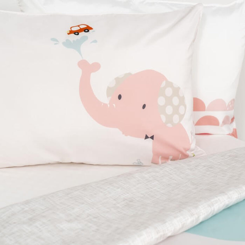 Jadaloo Anti-Dustmite Junior Bed Duvet Set - Pink Elephant