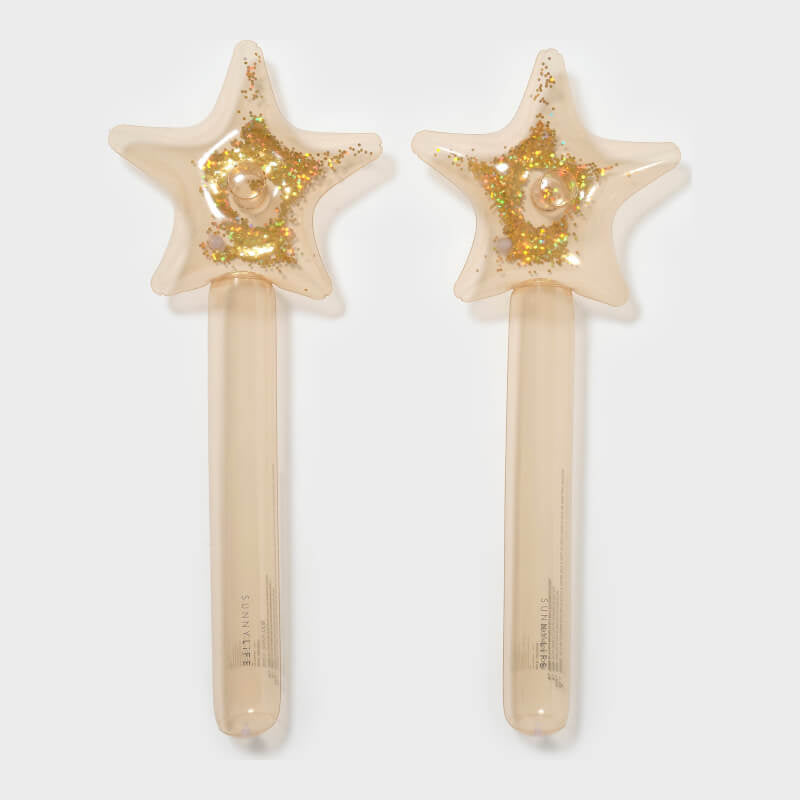 SUNNYLiFE Kids Inflatable Star Wand - Princess Swan Gold (Set of 2)