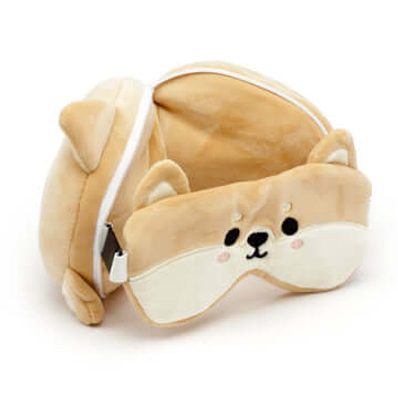 RELAXEAZZZ Kids Travel Pillow & Eye Mask - Shiba Inu Dog