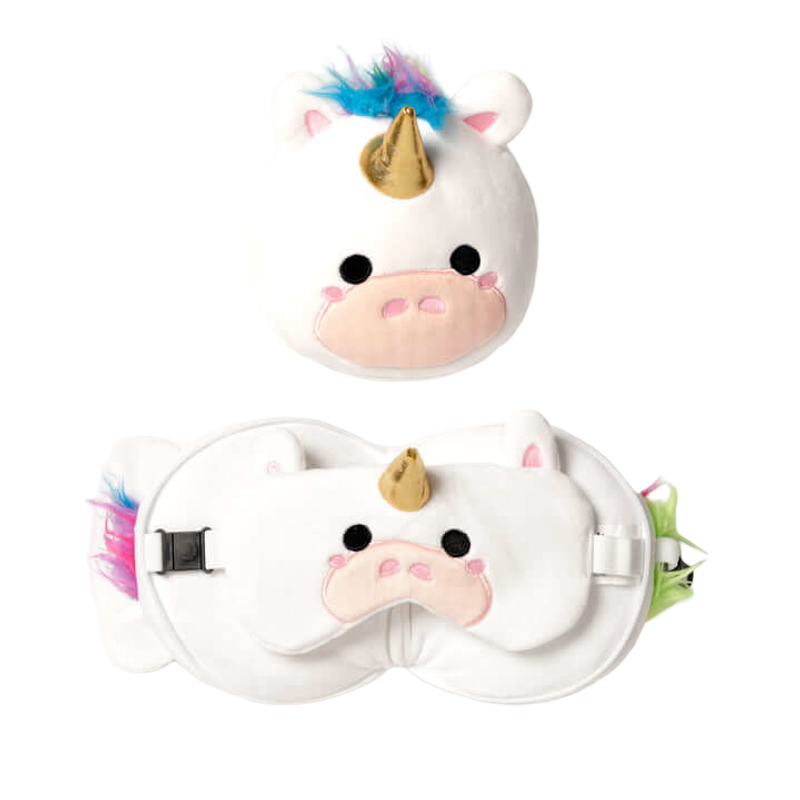 RELAXEAZZZ Kids Travel Pillow & Eye Mask - Unicorn