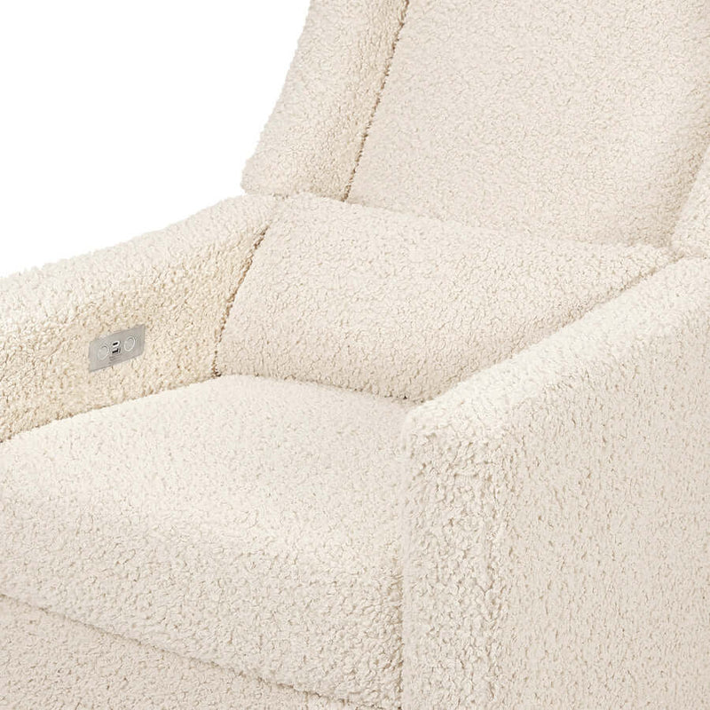 Babyletto Kiwi Electronic Recliner & Swivel Glider w/ USB Port - Almond Teddy Loop with Light Wood Base