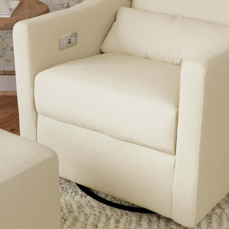 Babyletto Kiwi Electronic Recliner & Swivel Glider w/ USB Port - Performance Cream Eco-Weave