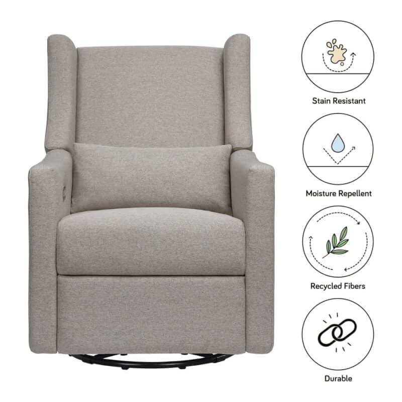 Babyletto Kiwi Electronic Recliner & Swivel Glider w/ USB Port - Performance Grey Eco-Weave