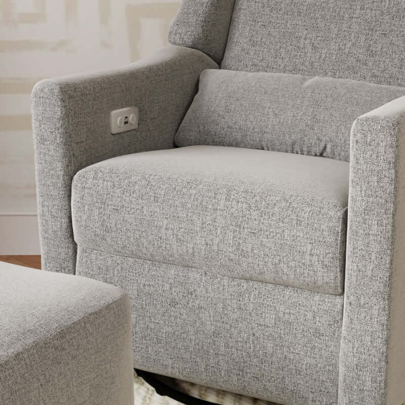 Babyletto Kiwi Electronic Recliner & Swivel Glider w/ USB Port - Performance Grey Eco-Weave