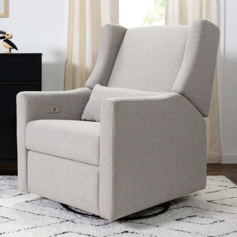Babyletto Kiwi Electronic Recliner & Swivel Glider w/ USB Port - Performance Grey Eco-Weave
