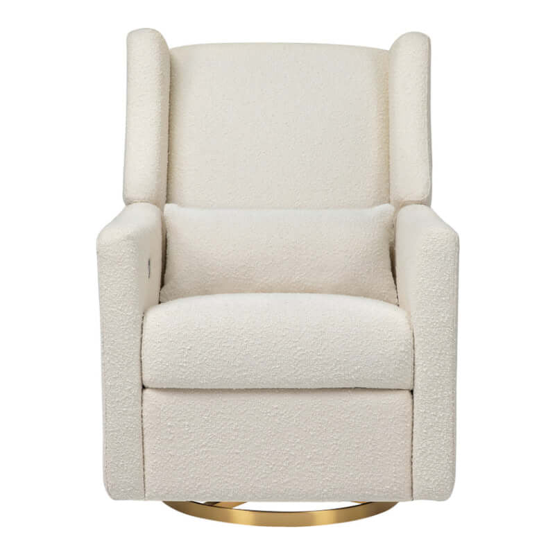 Babyletto Kiwi Electronic Recliner & Swivel Glider w/ USB Port - Ivory Boucle with Gold Base