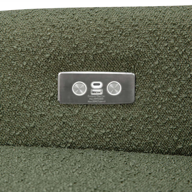 Babyletto Kiwi Electronic Recliner & Swivel Glider w/ USB Port - Olive Boucle with Light Wood Base