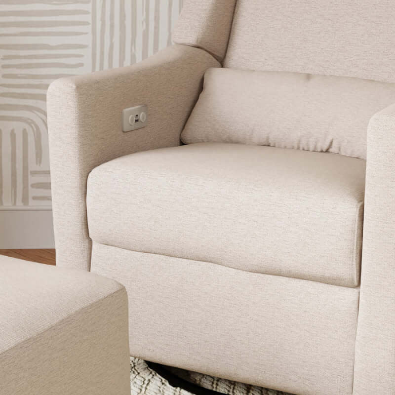 Babyletto Kiwi Electronic Recliner & Swivel Glider w/ USB Port - Performance Beach Eco-Weave