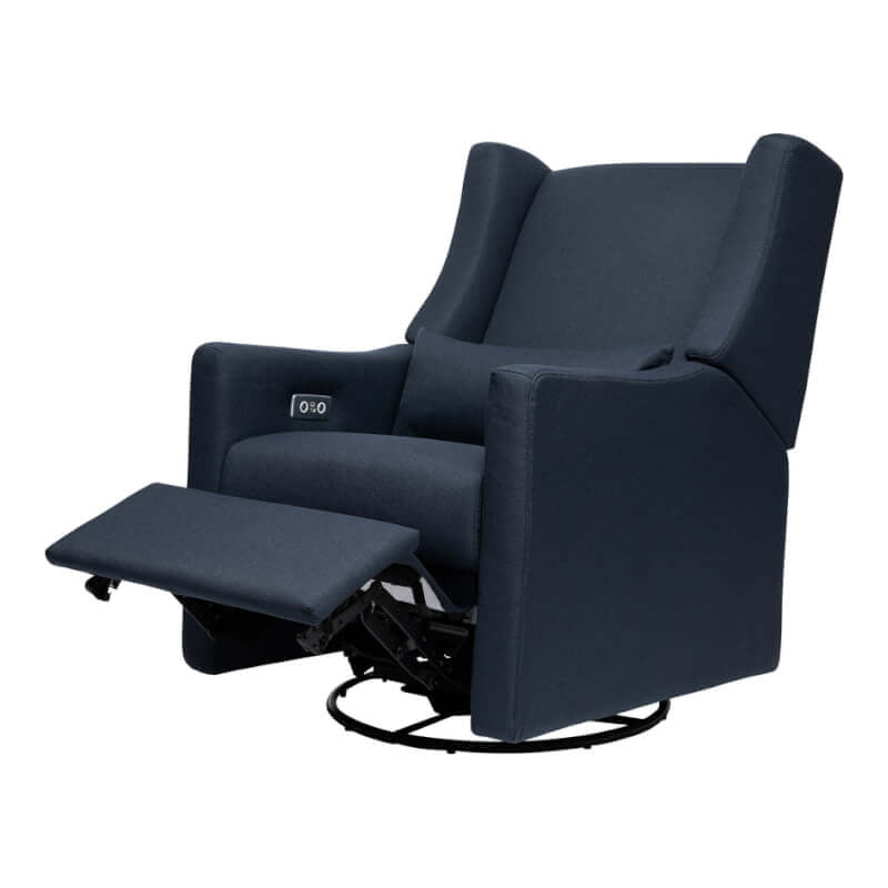 Babyletto Kiwi Electronic Recliner & Swivel Glider w/ USB Port - Performance Navy Eco-Twill