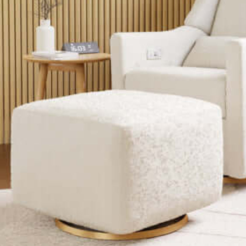 Babyletto Kiwi Gliding Ottoman - Ivory Boucle with Gold Base