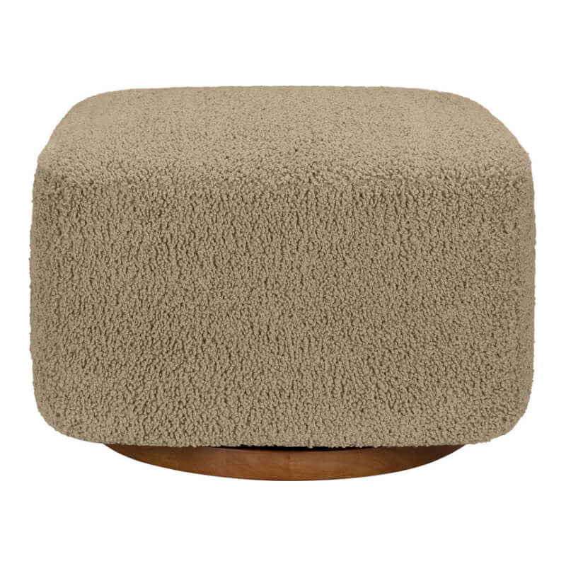 Babyletto Kiwi Gliding Ottoman - Latte Teddy Loop with Dark Wood Base