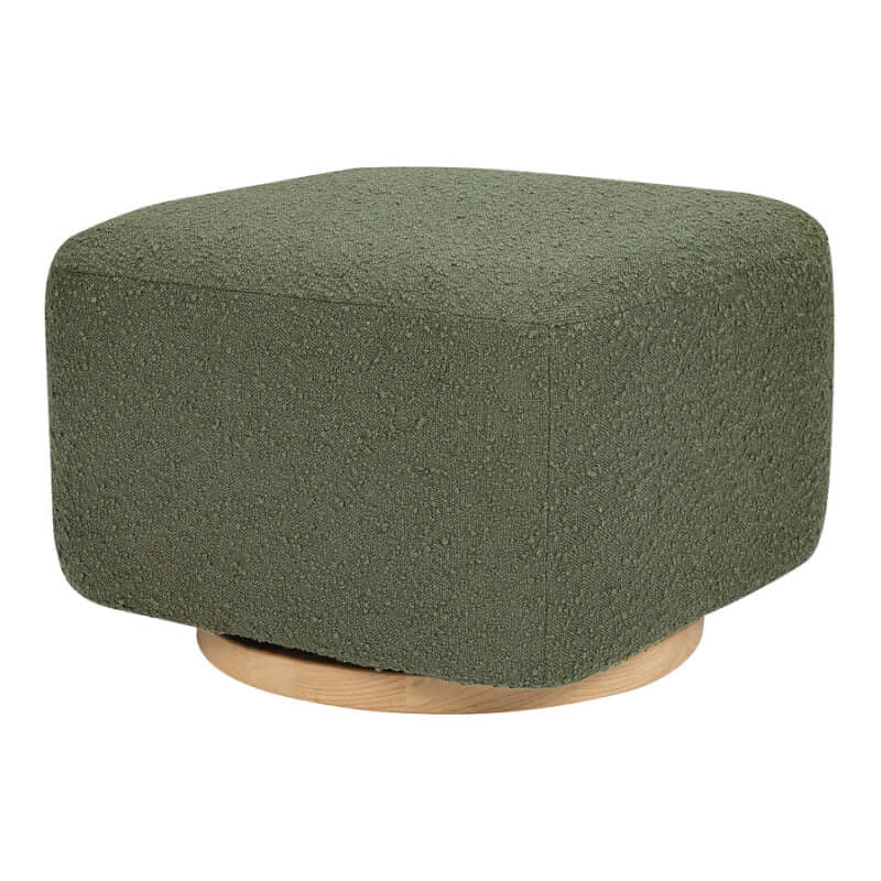 Babyletto Kiwi Gliding Ottoman - Olive Boucle with Light Wood Base