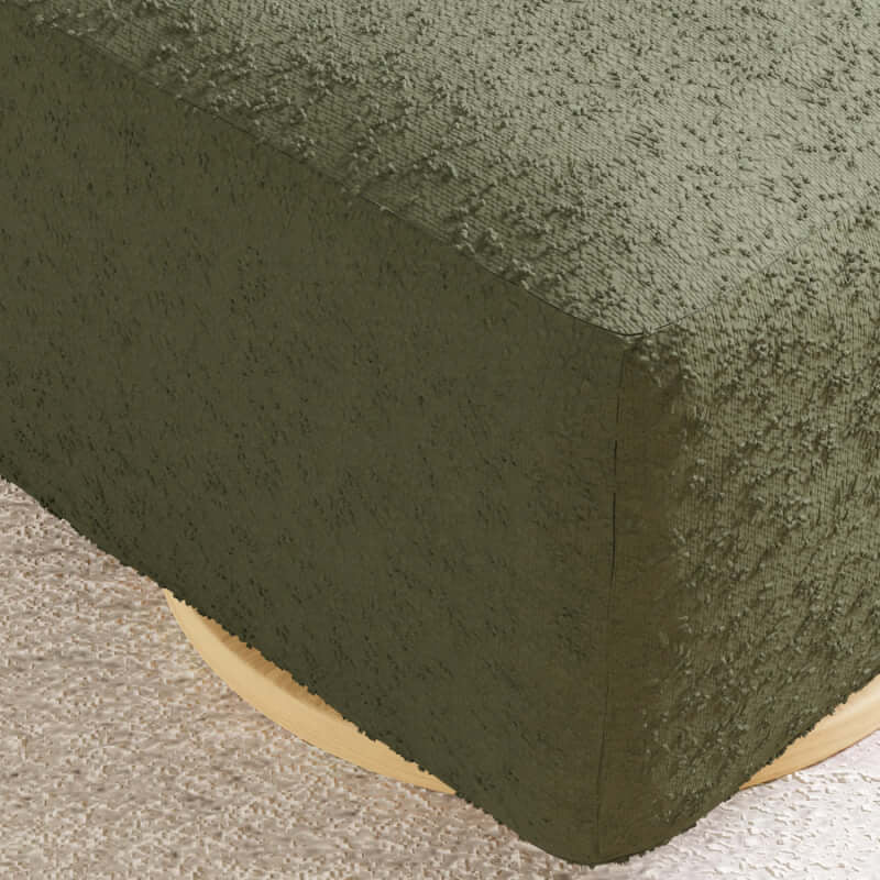 Babyletto Kiwi Gliding Ottoman - Olive Boucle with Light Wood Base