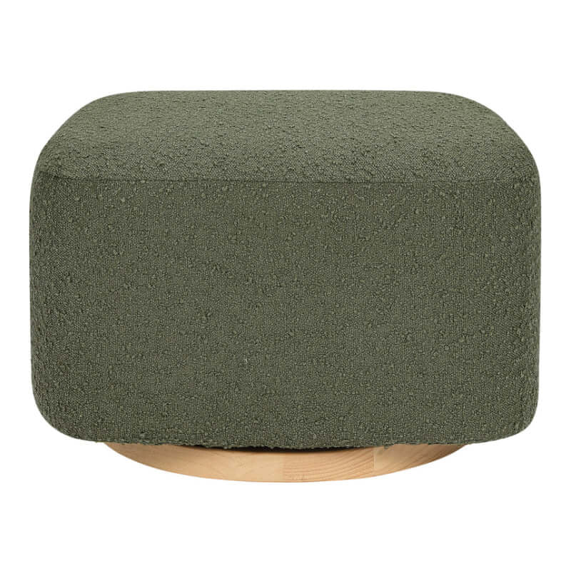 Babyletto Kiwi Gliding Ottoman - Olive Boucle with Light Wood Base