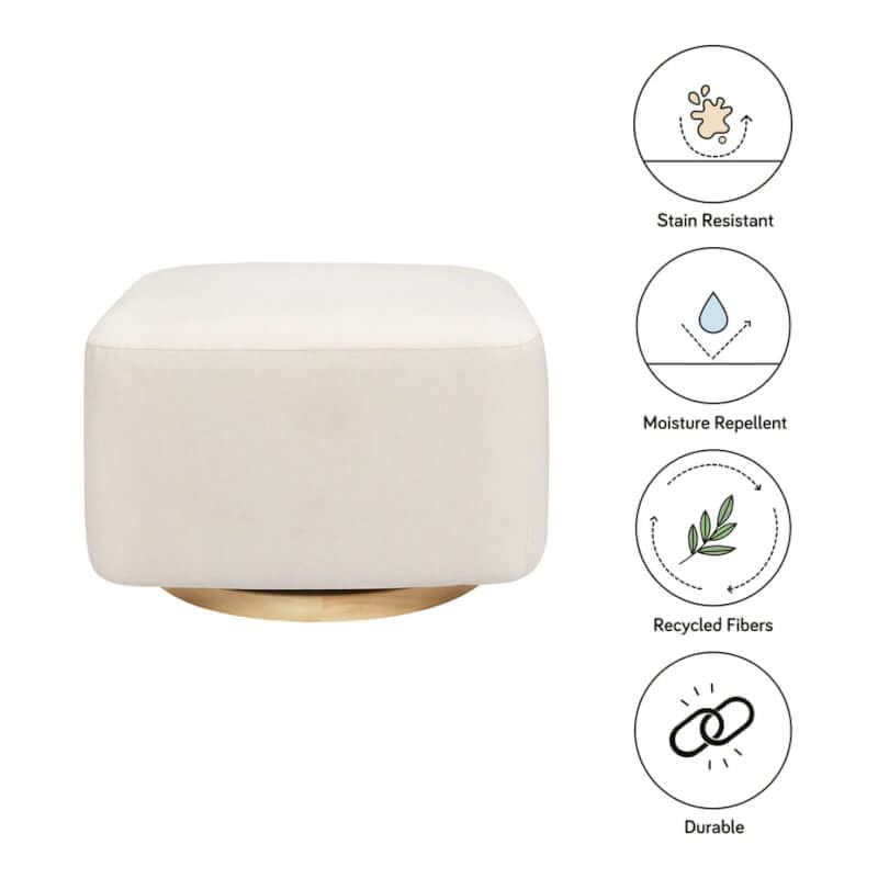 Babyletto Kiwi Gliding Ottoman - Performance Cream Eco-Weave with Light Wood Base