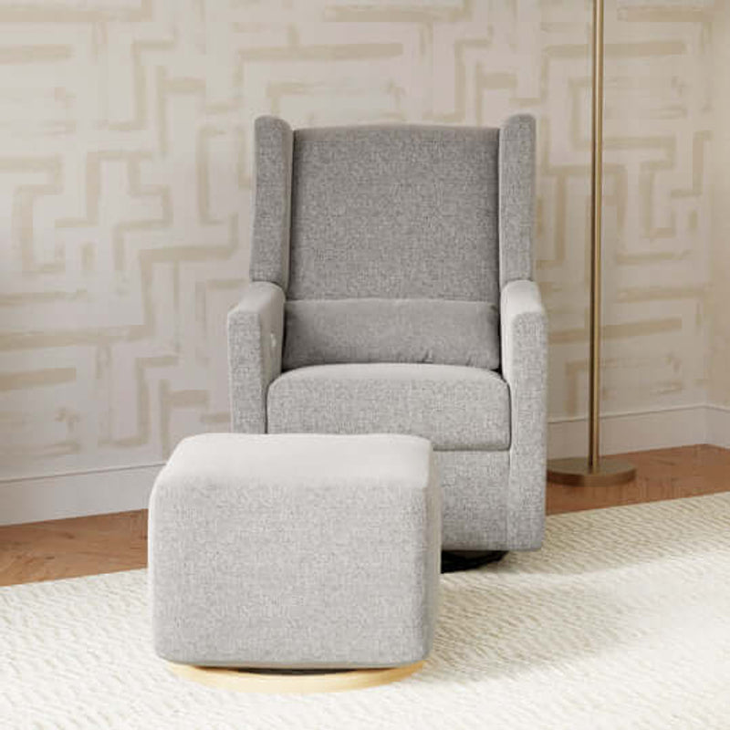 Babyletto Kiwi Gliding Ottoman - Performance Grey Eco-Weave with Light Wood Base
