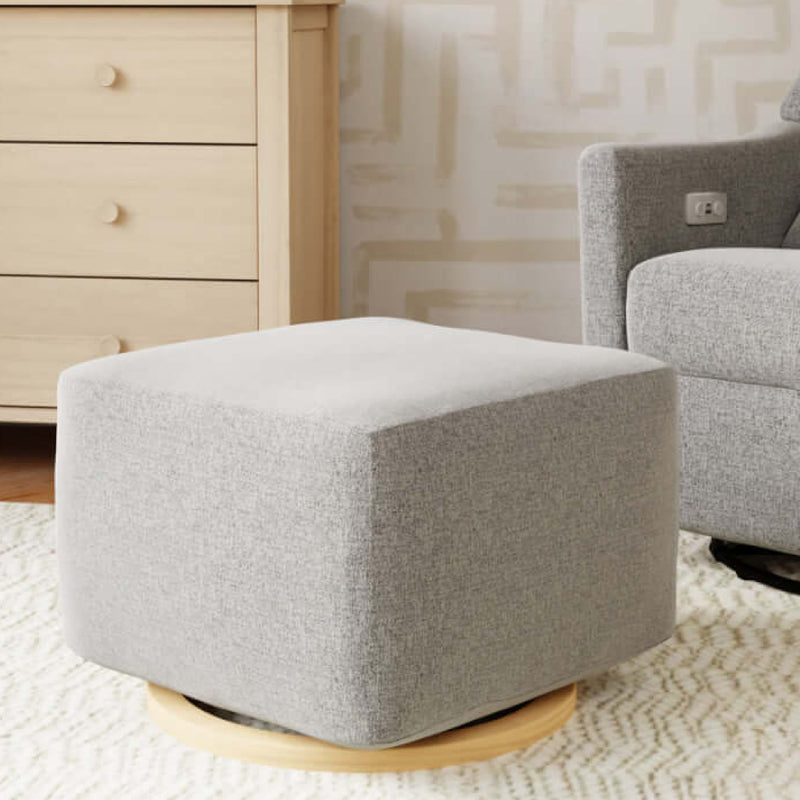 Babyletto Kiwi Gliding Ottoman - Performance Grey Eco-Weave with Light Wood Base
