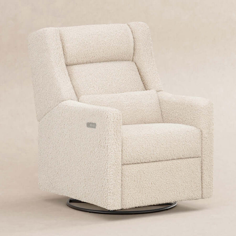 Babyletto Kiwi Plus Power Recliner and Swivel Glider with Power Adjustable Headrest and USB Port - Almond Teddy Loop