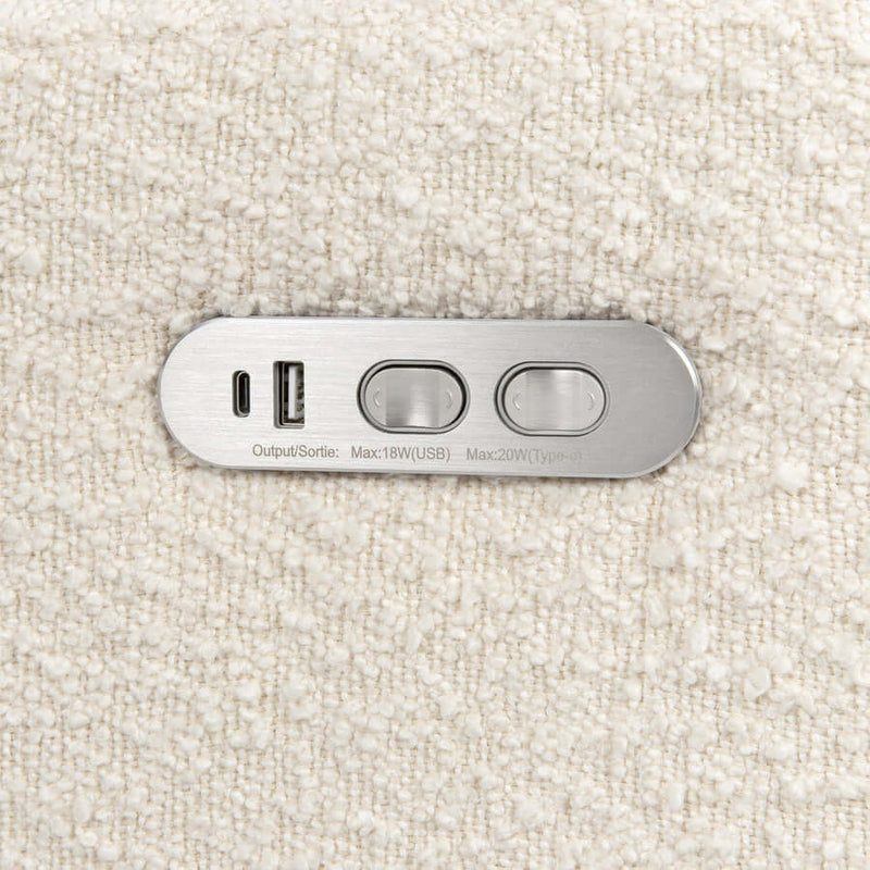 Babyletto Kiwi Plus 電動躺椅/旋轉搖椅,帶電動可調式頭枕和 USB 接口 - 象牙白圈絨