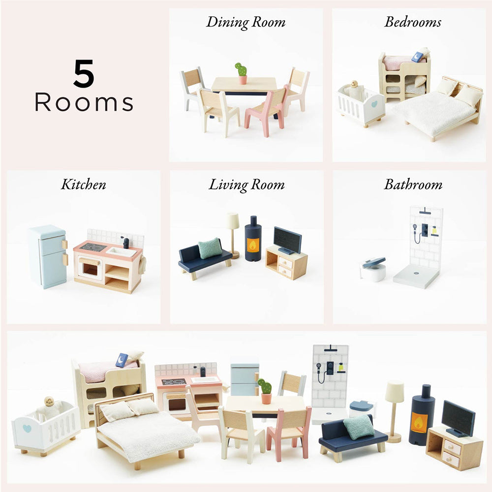 Le Toy Van Complete Dolls house Furniture Set - 35 Piece (6) FSC 100%