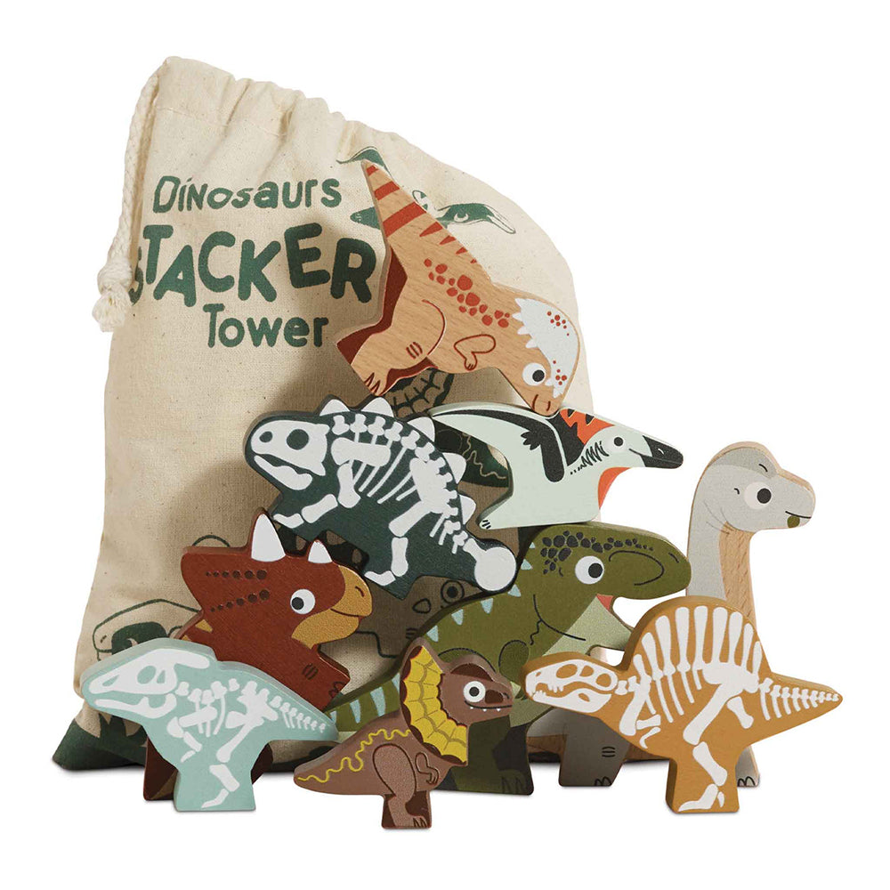Le Toy Van Jurassic Stacking Dinosaurs & Bag - 10 Piece (6) FSC 100%