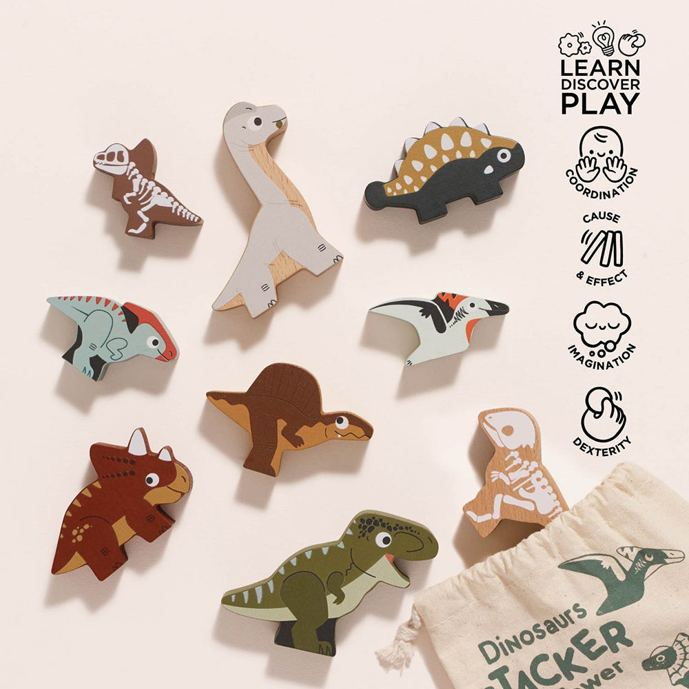 Le Toy Van Jurassic Stacking Dinosaurs & Bag - 10 Piece (6) FSC 100%