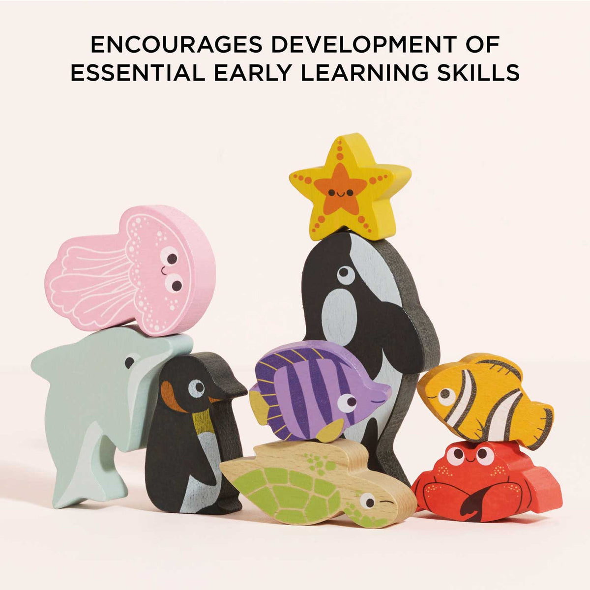 Le Toy Van Ocean Life Stacking Animals & Bag - 10 Piece (6) FSC 100%