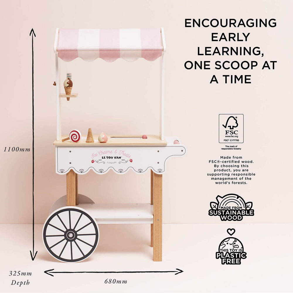 Le Toy Van Ice Cream Trolley Market Stall (2) FSC 100%