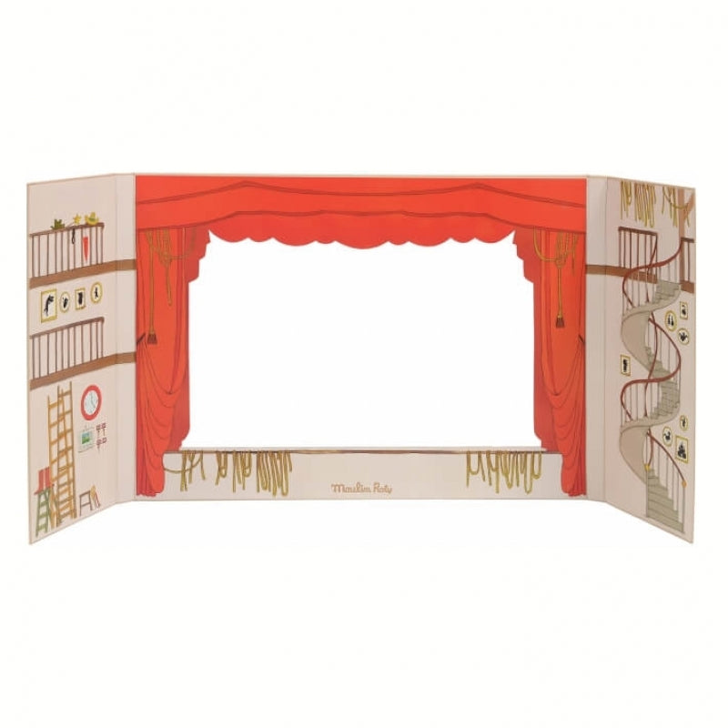 Moulin Roty Les Ombres Du Soir Cardboard Theatre with Shadow Puppets 48x35.5cm