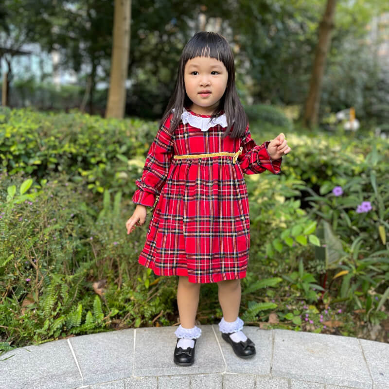 Cotton Pigs Little Girl's Red Tartan Dress